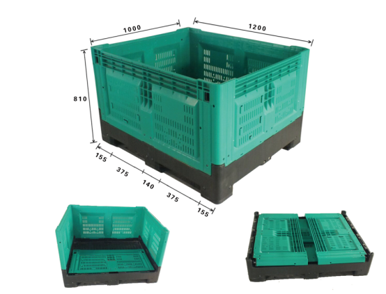 HDPE Collapsible Vented Foldable Plastic Pallet Bulk Box